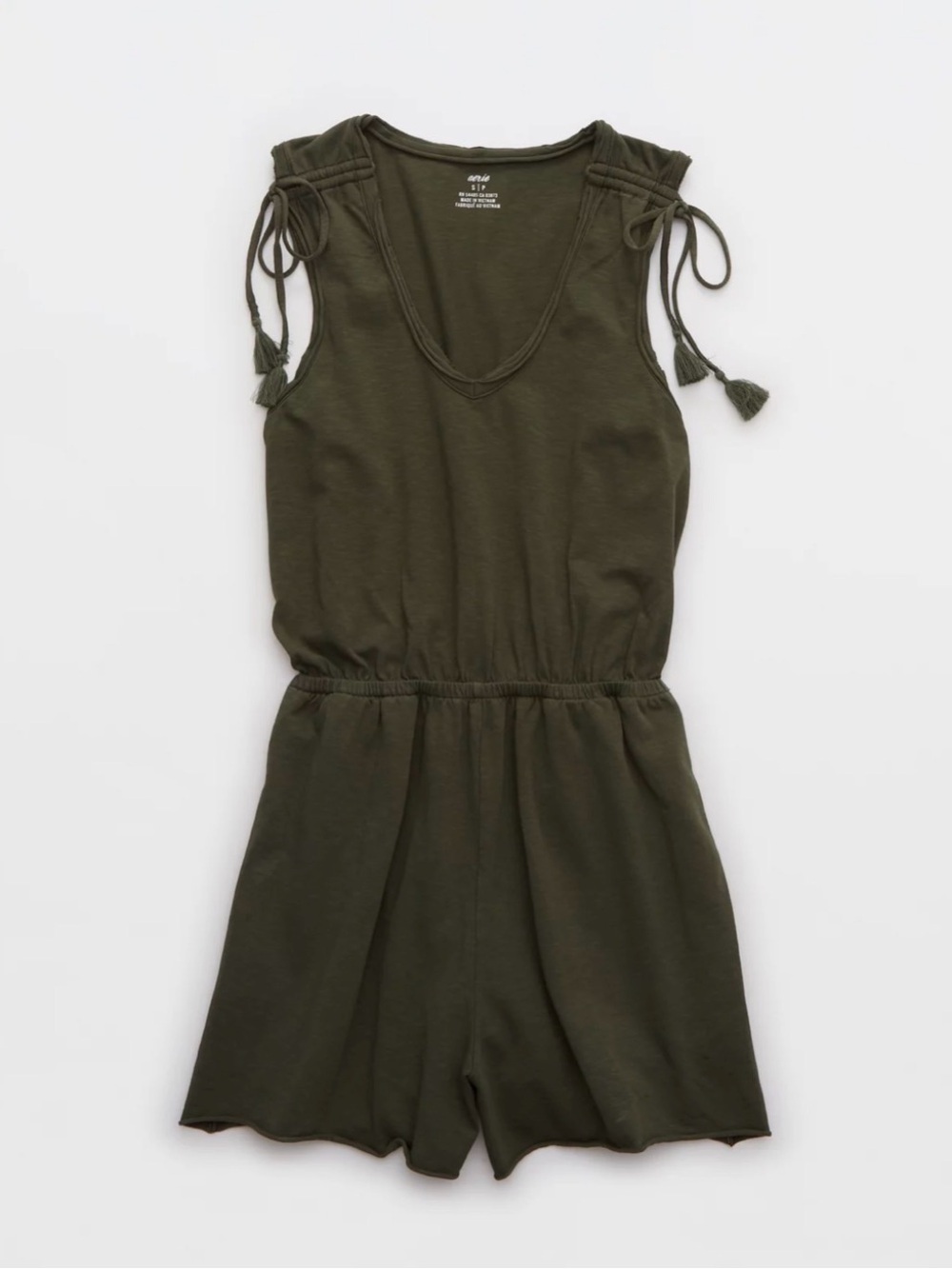 Aerie Ruched Romper Small/P Green - Picture 3 of 12